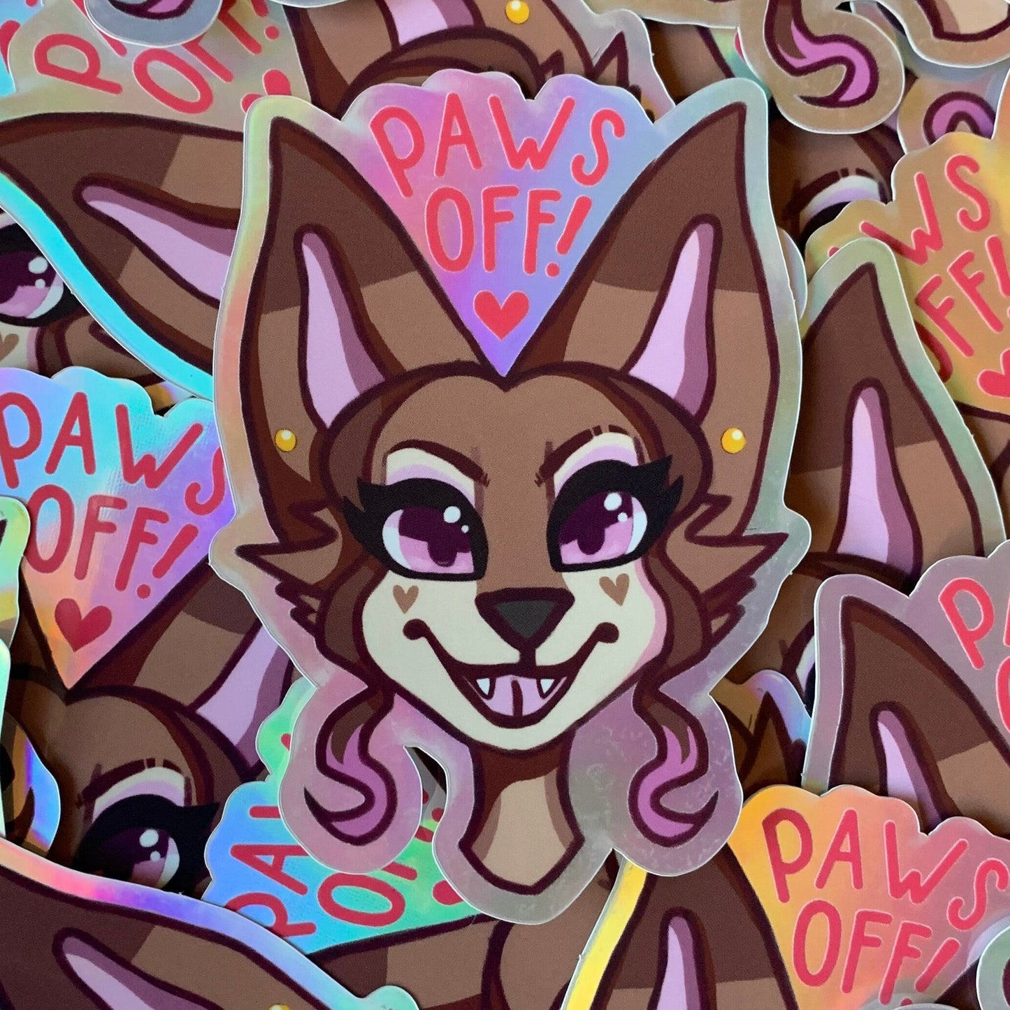Paws Off! Holographic Vinyl Sticker
