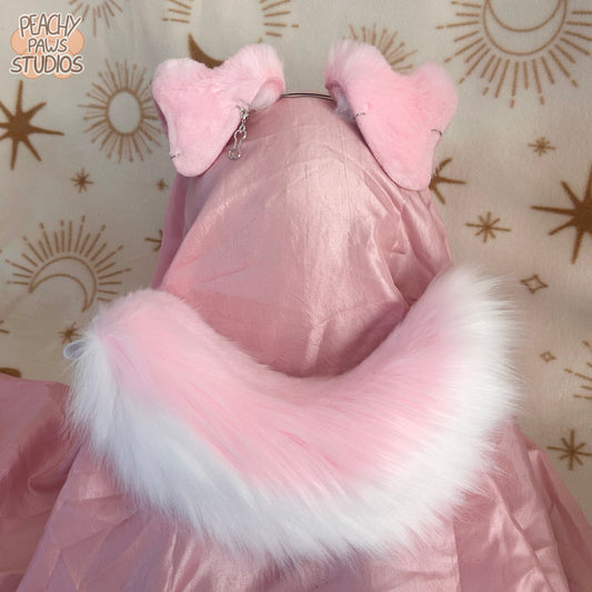 Pastel Pink Floppy Puppy Ears + Mini Tail Set