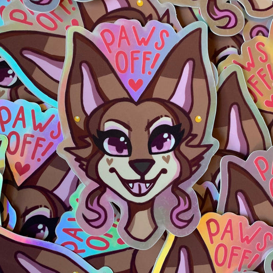 Paws Off! Holographic Vinyl Sticker